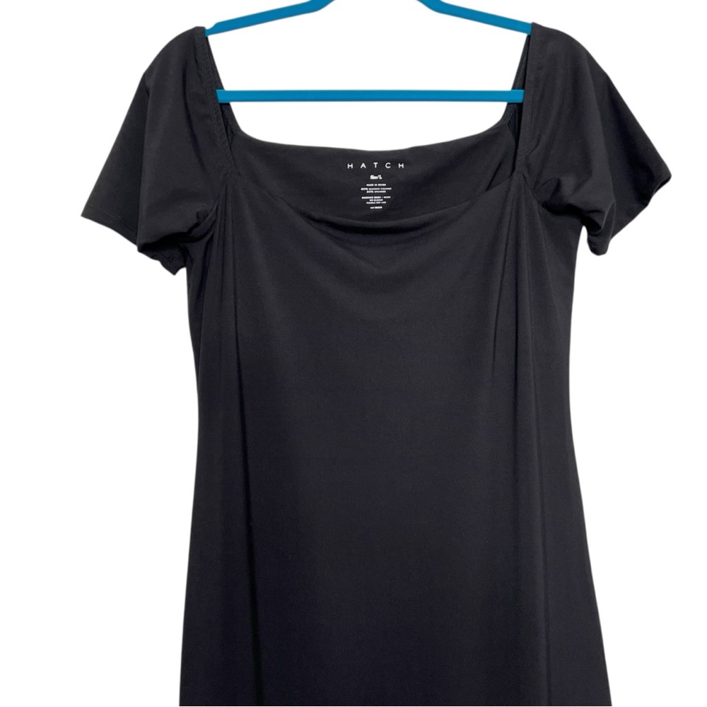 Hatch Black The Body Cap Sleeve Bodycon Bamboo Viscose Blend Midi Dress - Picture 5 of 12